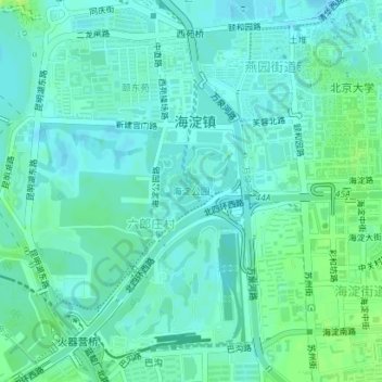 Topografische Karte 海淀公园, Höhe, Relief