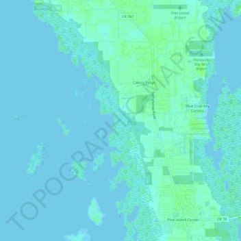 Topografische Karte Pine Island Center, Höhe, Relief