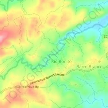 Topografische Karte Rio Bonito, Höhe, Relief