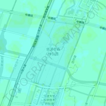Topografische Karte 慈溪市森林公园, Höhe, Relief