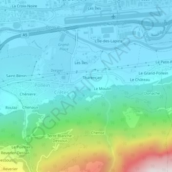 Topografische Karte Moulin, Höhe, Relief