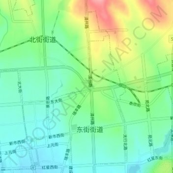 Topografische Karte 七星公园, Höhe, Relief