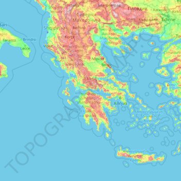 topographische karte griechenland Topografische Karte Griechenland, Höhe, Relief