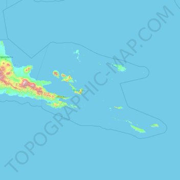 Topografische Karte Milne Bay, Höhe, Relief