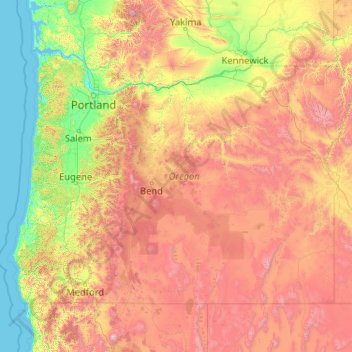 Topografische Karte Oregon Hohe Relief