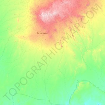 Topografische Karte Tamanrasset, Höhe, Relief