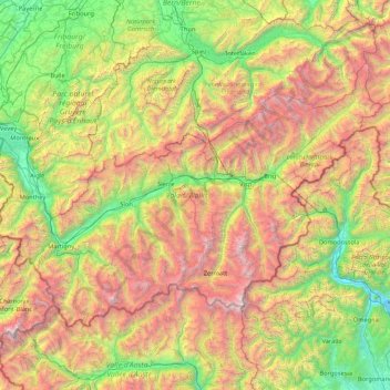 Topografische Karte Wallis, Höhe, Relief