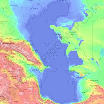 Topografische Karte Kaspisches Meer, Höhe, Relief