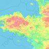 Topografische Karte Bretagne, Höhe, Relief